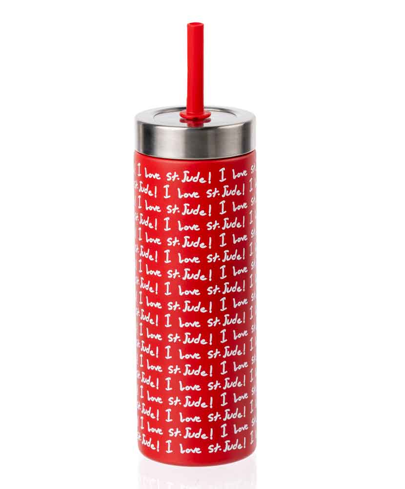 Stainless Steel Double Wall 22oz Tumbler with Straw - Red